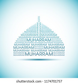 Illustration of Muharram Mubarak with intricate shape of Arabic tomb for the celebration of Muslim community festival.