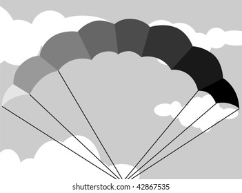 Illustration of multi air balloon with sky background	