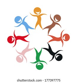 Illustration of multi ethnic group of stylized children silhouettes