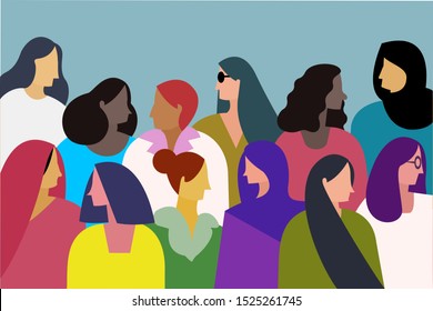 Illustration of multi ethnic women. Concept for women power