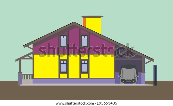 Vector De Stock Libre De Regalias Sobre Illustration Multicolored Apartment Building Made Style