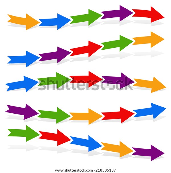 Illustration of multicolored arrows. Sequence,\
process, continuity\
vector.