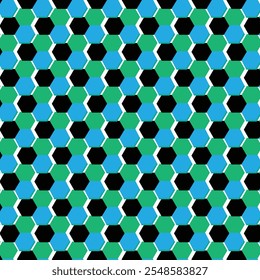 ilustração com fundo multicolorido em tons de verde e preto design poligonal formado por hexágonos poligonais e cubos para estilo cyberpunk e psicodélico   