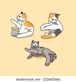 
illustration of multicolored cute cats in various poses