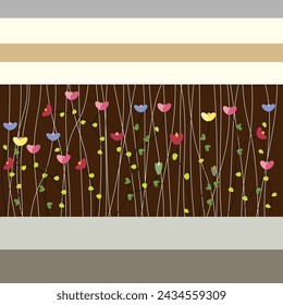 Illustration, multi-colored flower pattern, fabric pattern, space, decoration