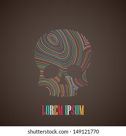 illustration with a multicolored skull