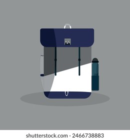 illustration of a multi-colored trekking backpack on a gray background