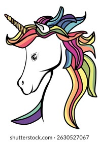 illustration of a multicolored unicorn