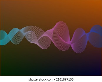 Illustration of multicolored wavy lines with dark orange background.