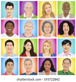 Illustration of Multiethnic People Isolated