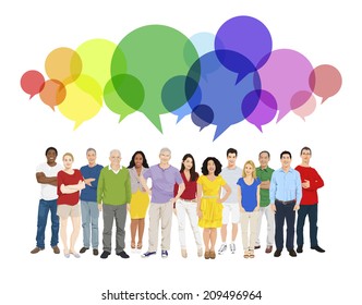 Illustration of Multiethnic People and Speech Bubble