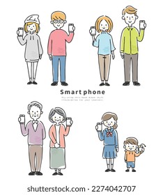 An illustration of multi-generational people holding smartphones.