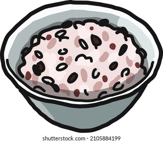 Illustration of multigrain rice in a bowl.