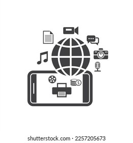 ilustración de smartphone multimedia, arte vectorial.