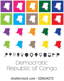 Illustration of Multiple Colours with Pointers of the map of Democratic Republic of Congo