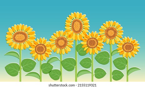 It is an illustration of multiple sunflowers.Vector data that is easy to edit.