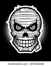 An illustration of a mummy on a background.