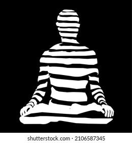 illustration of a mummy sitting cross-legged