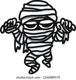 Illustration of a mummy wrapped in a bandage. For Halloween decoration.