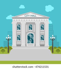 Illustration Municipal Building, City Hall, the Government, the Court. Urban Landscape - Vector