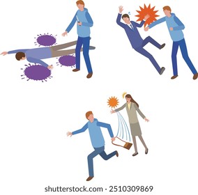 Illustration of a murder, assault and theft case