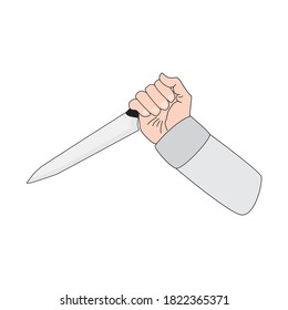 illustration of murder vector image. isolated knife and hand.