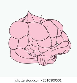 illustration of a muscular bodybuilder seen from the side