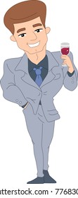 Illustration of a Muscular Guy Holding a Wineglass