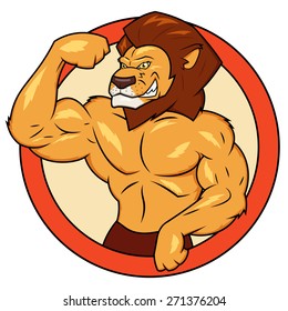 Illustration of the muscular lion posing