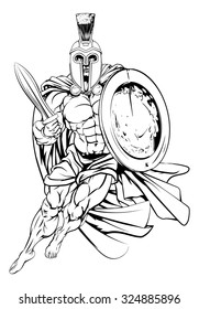 An illustration of a muscular strong Ancient Greek Warrior