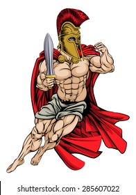 An illustration of a muscular strong Spartan Warrior