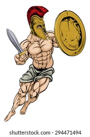 An illustration of a muscular strong Trojan Warrior