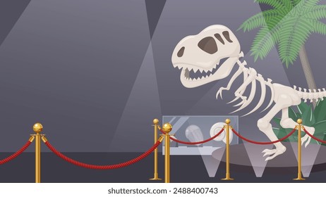 Illustration of a museum displaying dinosaur fossils_frame_16:9