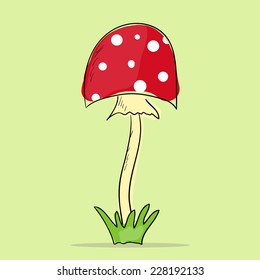 Illustration of Mushroom amanita in a grass