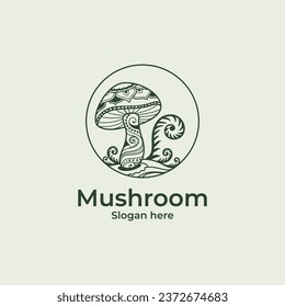 Ilustración Símbolo del logo de Mushroom Art, logo del ferry de hongos