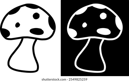 Illustration of mushroom black and white 