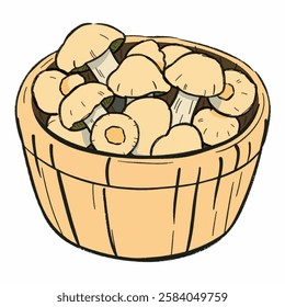 Illustration of a Mushroom Bucket for Nature and ForestThemed Designs Naturethemed illustrations, forest graphics, ecobranding