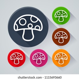 Illustration of mushroom circle icons with shadow