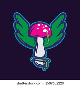 illustration of a mushroom cut and turned into an angel, mushroom angel
