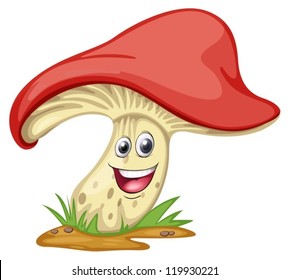 illustration of a mushroom with face on a white background