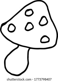 
illustration mushroom fly agaric halloween doodle style black and white hand-drawn