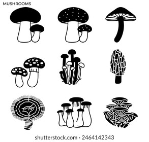 Illustration of mushroom and fungi modern icon concept ui ux icon for website, app, presentaion, flyer, brochure etc.