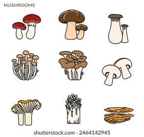 Illustration of mushroom and fungi modern icon concept ui ux icon for website, app, presentaion, flyer, brochure etc.