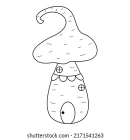 Illustration of Mushroom House Line Art