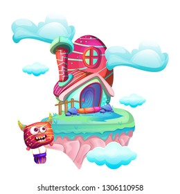 Illustration of a mushroom house on a white background - Illustration