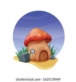 illustration of mushroom house shape. mushroom vector.