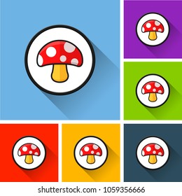 Illustration of mushroom icons with long shadow