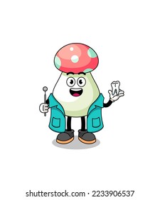 Illustration of mushroom mascot as a dentist , character design