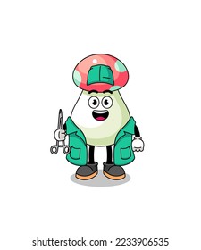 Illustration of mushroom mascot as a surgeon , character design