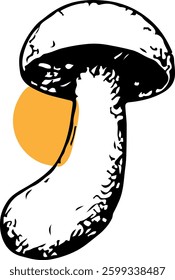 Illustration of a mushroom with an orange circle